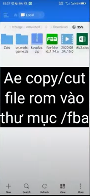 Copy file rom vào thư muc fba
